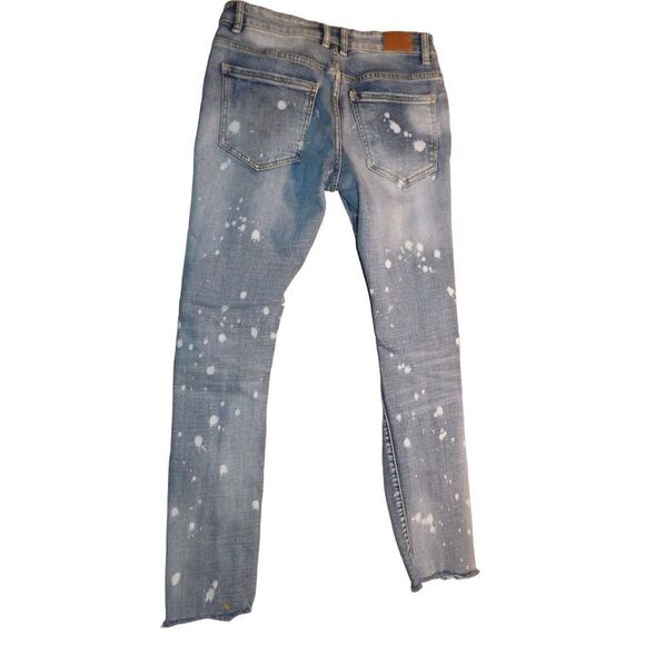 Crysp Denim Jeans Men Sz 28 Blue Distressed Frayed Straight Leg Workwear - Picture 7 of 8